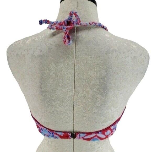 Boutique Reversible Pink floral rope‎ braid tie bikini top medium - Picture 4 of 8